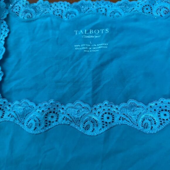 Talbots Lace Dark Aqua Blue Sleeveless Tank Top Size L NWT - Picture 3 of 4